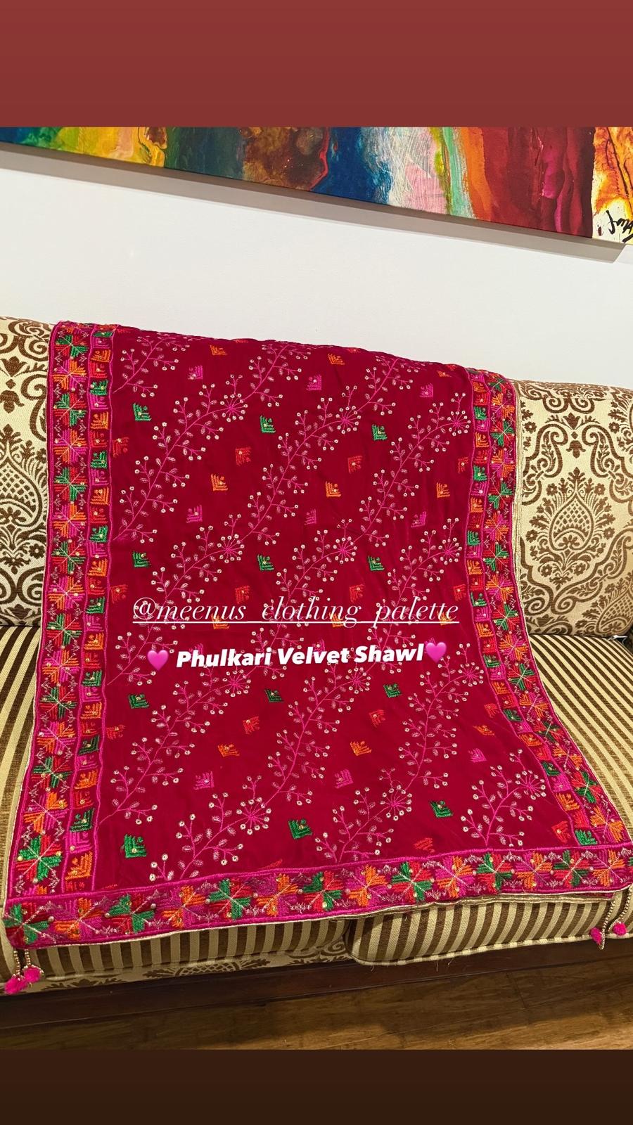 Velvet Shawl Red