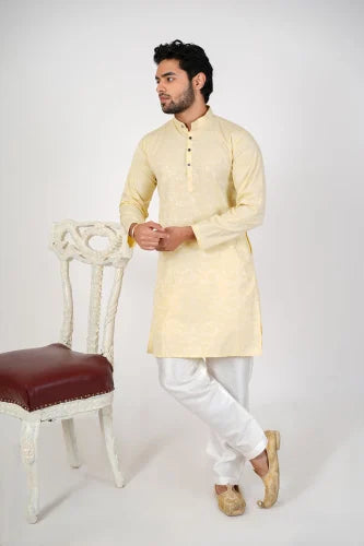 Classic Beige Cotton Kurta Set